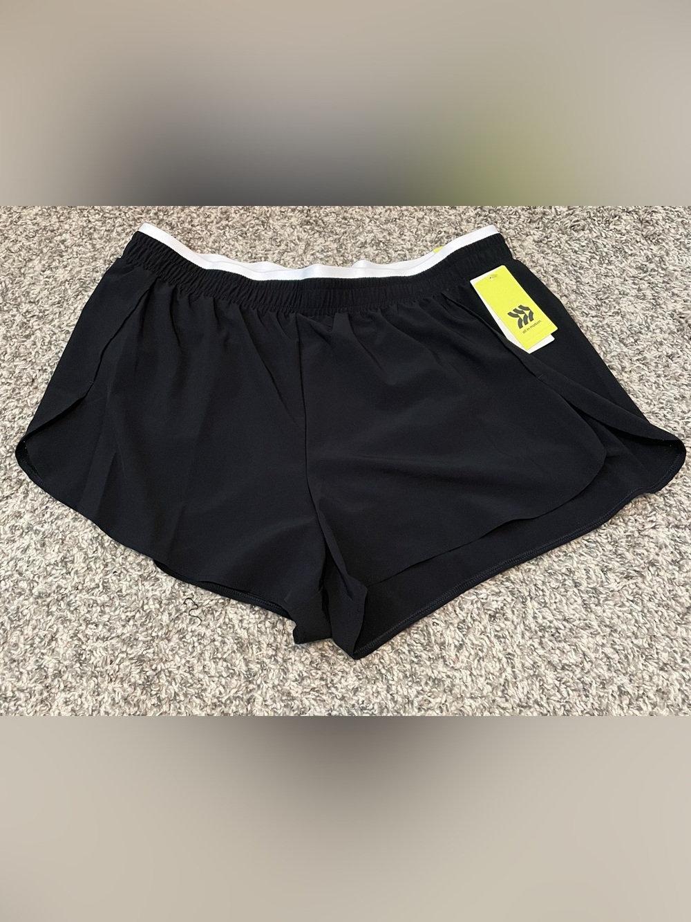 all in motion Black Women's Athletic Shorts with White Waistband